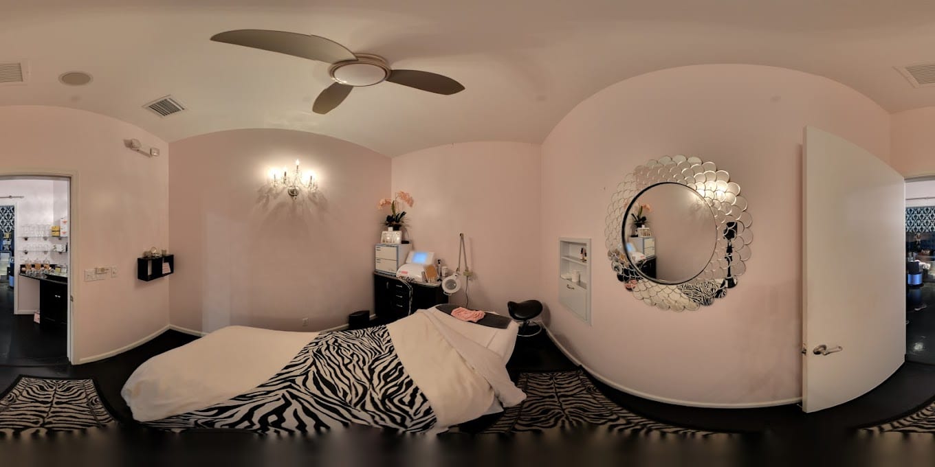 A body-treatment room at the spa, zebra throw on the table